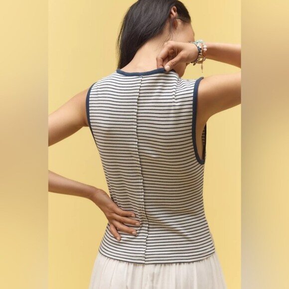 NWT Size XL - Anthropologie Sleeveless Adjustable Ruched Stripe Tee (NWT US$ 58) - Picture 5 of 16